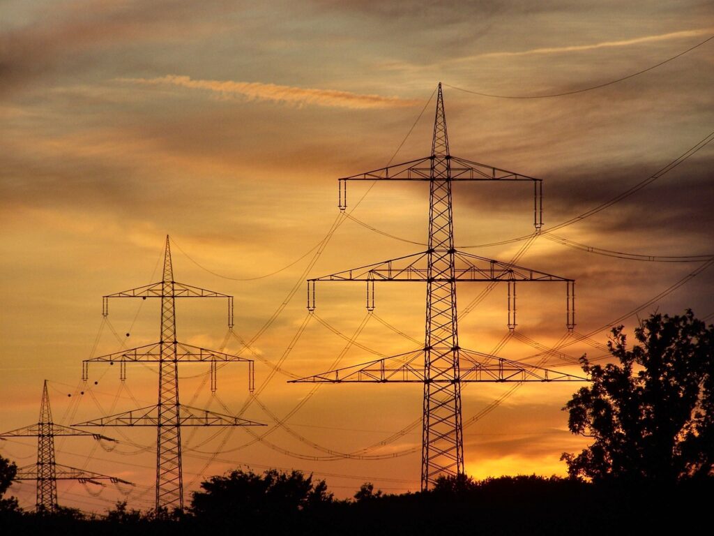 transmission line, dawn, energy-2914869.jpg