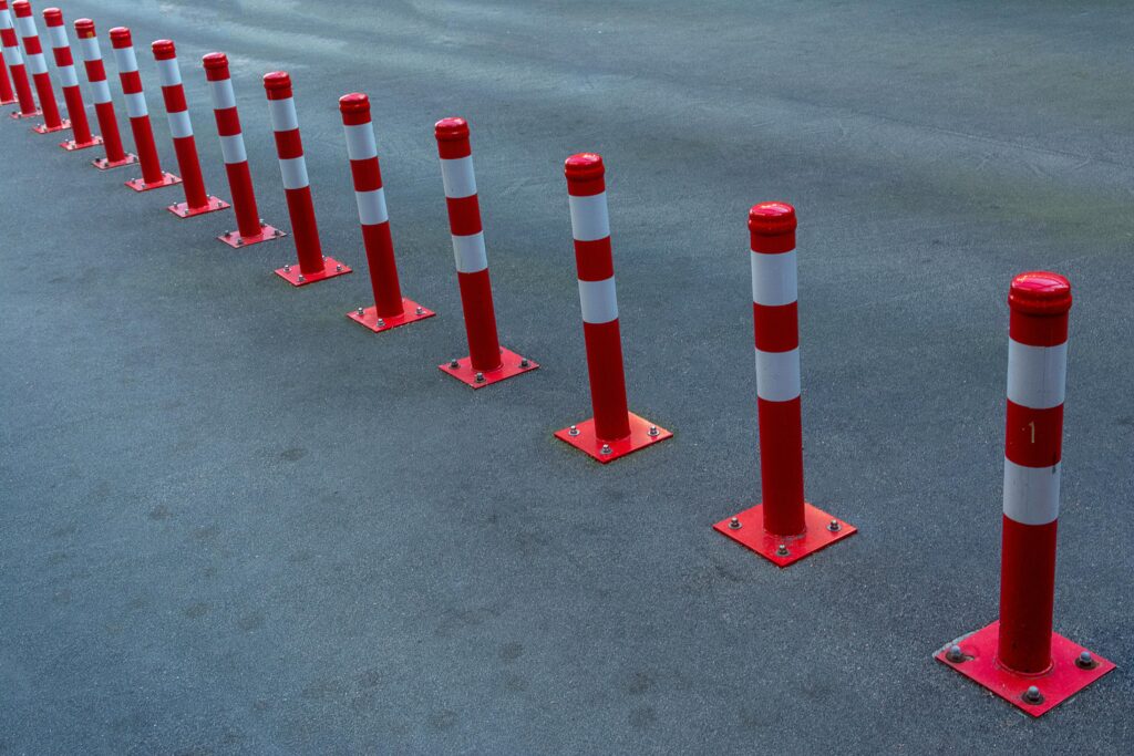 Safety Bollards on a Road