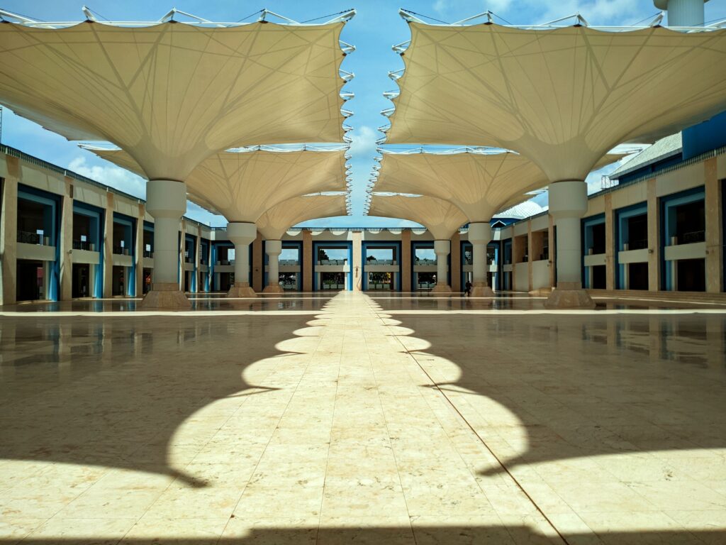 Stunning modern architecture with unique canopy design in Riau Islands, Indonesia.